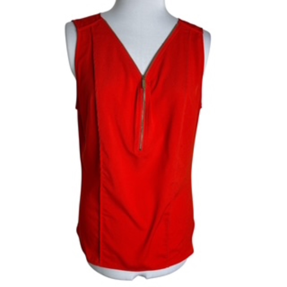Calvin Klein Sleeveless Tangerine 1/4 Gold Look Zip Relaxed Fit Top Size XL